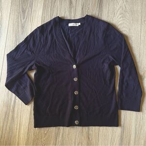 Tory Burch Navy Cardigan Merino Wool